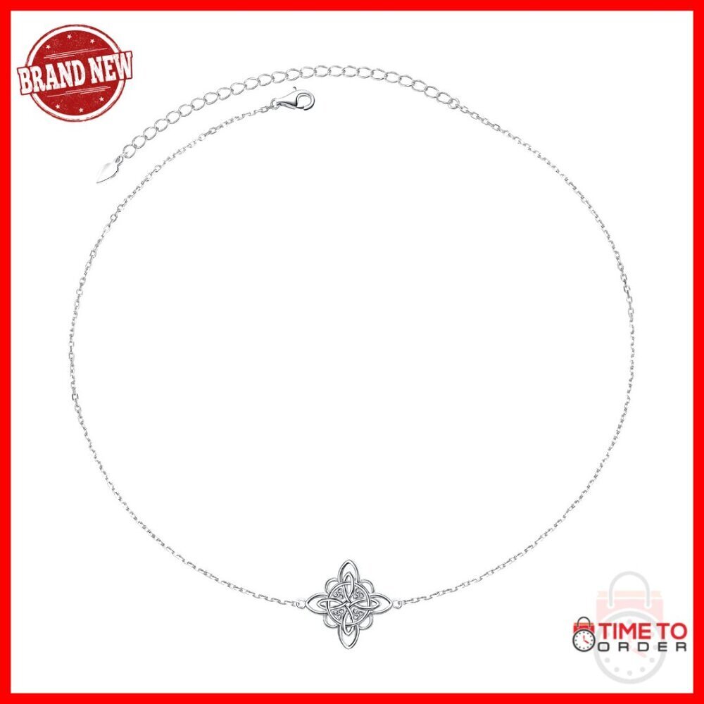 Sterling Silver Witch's Knot Choker Necklace with 16-Inch Chain
